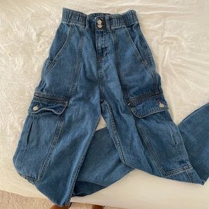 Dark Wash Cargo Baggy Jeans